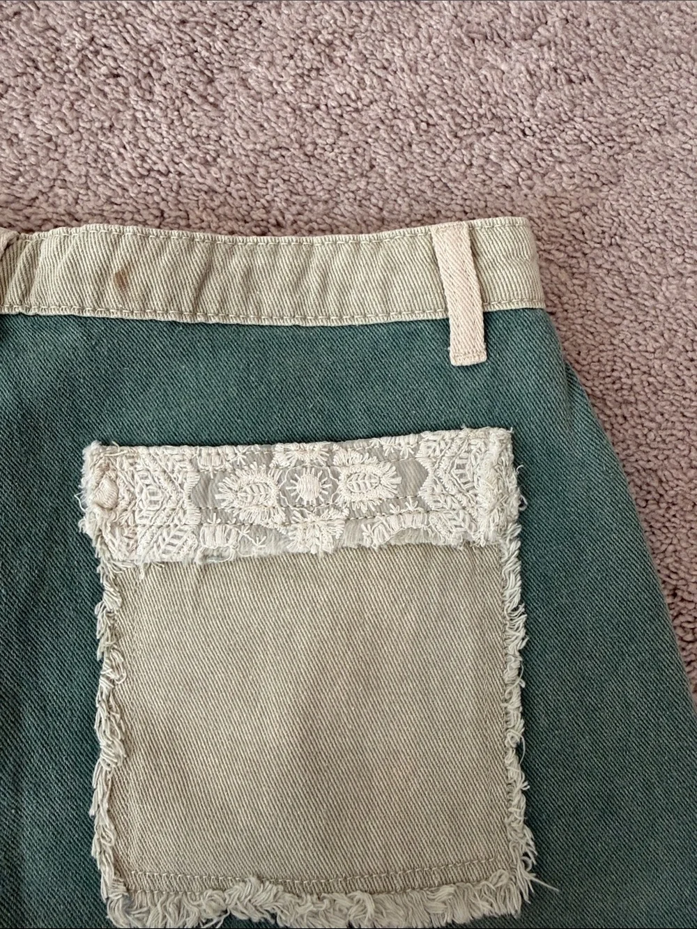 Pol Green Lace Panel Women’s Shorts